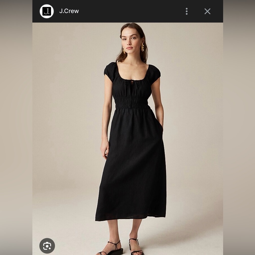 Viral J. Crew cap sleeve midi dress in linen ~ Size Small